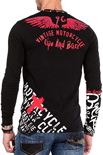 51gge8ajaol.jpg Cipo & Baxx Herren Langärmel-Shirt Schwarz
