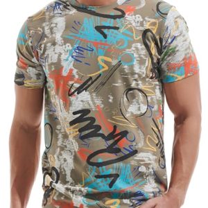 RONOMO Männer T-Shirt | 95% Baumwolle 5% | Street Graffiti | mittlere Elastizität | Vorwäscheschutz | Stacking