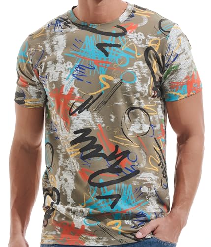 51jjijqvcel.jpg RONOMO Männer T-Shirt | 95% Baumwolle 5% | Street Graffiti | mittlere Elastizität | Vorwäscheschutz | Stacking
