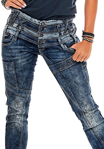 51ltfe1hswl.jpg Cipo & Baxx Damen Skinny Fit Jeans Hose Slim Fit Dreifachbund Pants WD245 - Hochwertige Jeans für slimmende Figuren