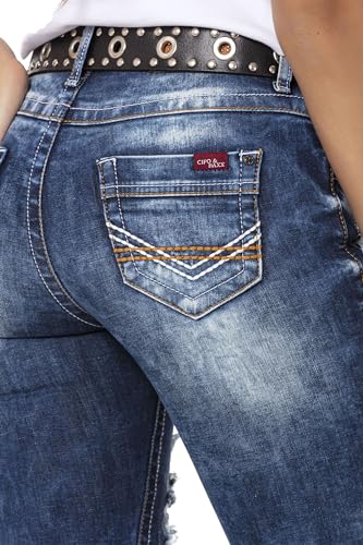51p9cszzbsl.jpg Cipo & Baxx Damen Jeanshose Core Konfektionelle Größe 28 | Cipo & Baxx Damen Jeanshose Trendig und Komfortabel Blau | C