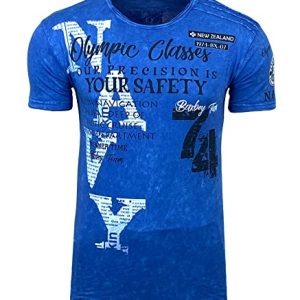 Baxboy Herren Kurzarm Verwaschen Vintage Used Look T-Shirt Regular Fit B-119