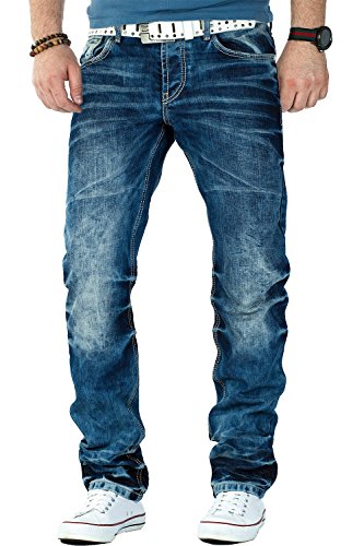 51zdeb3g1vl.jpg Cipo & Baxx Herren Jeans – Stilvolle Regular-Fit Denim mit Kontrastnähten | Bequeme & Modische Jeans für Männer | Stone-