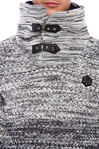 614wka5pxl.jpg Cipo & Baxx Herren Grobstrick Pullover mit Doppeltem Stehkragen und Meliert Muster Designs