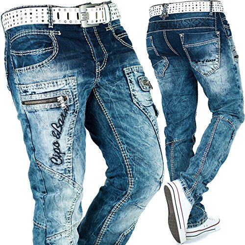61cvrbnpdbl.jpg Cipo & Baxx Stylische Herren Jeans – hohem markanten Details & Regular & Slim Fit | Stonewashed & Used-Effekte für Männe
